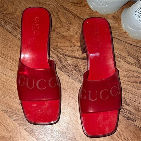 Gucci Shoes Gucci Jelly Sandals Authentic Lightly Barely Worn Red