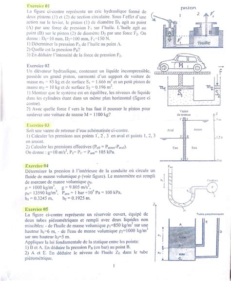 Les Exercices M Canique Fluide Hydraulique G N Rale