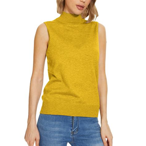 Xuplwnp Sweaters For Women Sleeveless Mock Neck Tops For Women Sweater Knit Turtleneck Soft