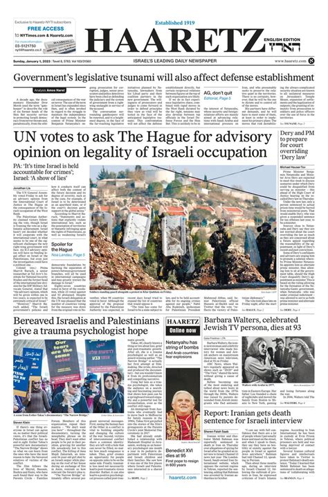 The Front Pages On Twitter Sundays Haaretz Israel News