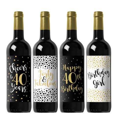 40th Birthday Wine Label Birthday Party Custom Wine Label Etsy