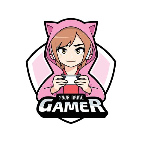 Cute gamer anime girl with console gaming esport logo 42570104 Vector ...