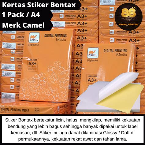 Jual 250 Kertas Stiker Bontak A4 Stiker Chromo Bontax Sticker