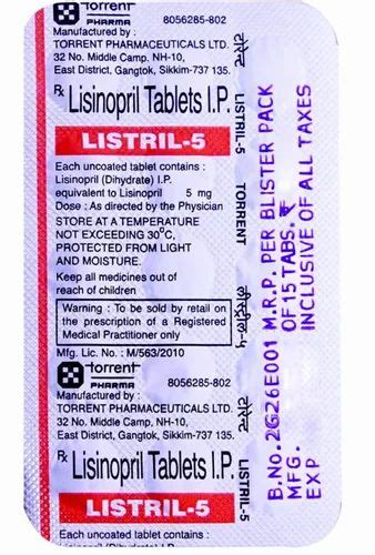 Lisinopril Tablets 5Mg at Rs 60/stripe | Magob | Bardoli | ID ...