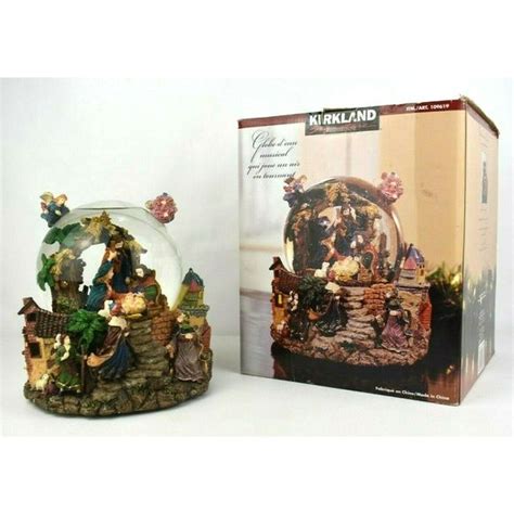 Kirkland Nativity Musical Waterglobe Revolving Angel Christmas Snow