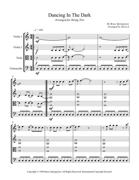 Dancing In The Dark Arr Alicia S By Bruce Springsteen Sheet Music For String Ensemble At