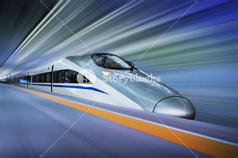 Modern High Speed Train With Motion Blur Royalty Free Stock Image