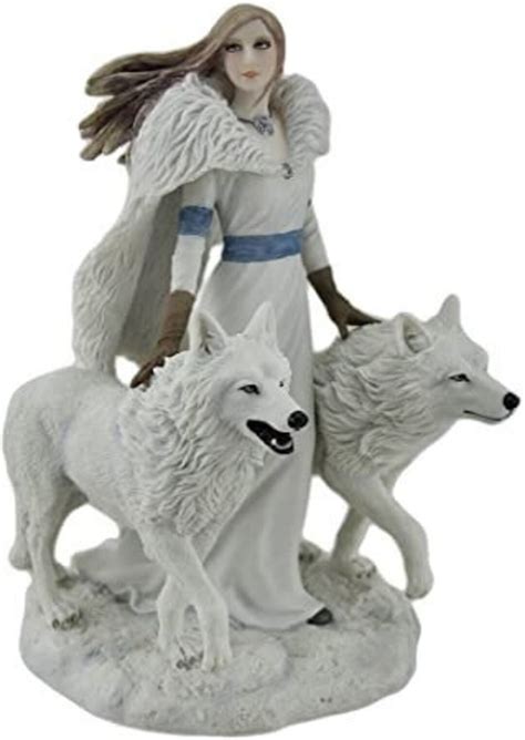 Winter Guardians By Anne Stokes Snow Wolves Mistress Statue Etsy Uk