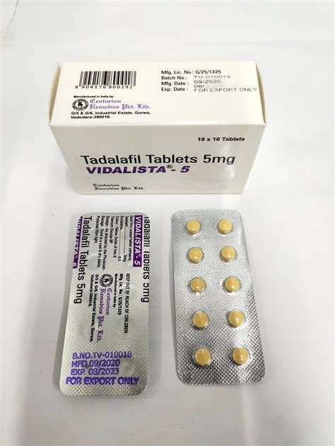 Vidalista 5 Mg Tadalafil 5mg Tablets At Rs 99 Stripe Ed Medicine In