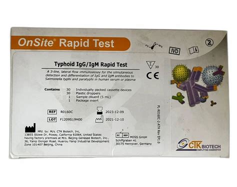 Ctk Typhoid Igg Igm Rapid Test At Rs Piece Typhoid Diagnostic Kits