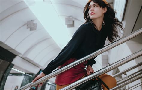 Wallpaper Girl Pose Hair Brunette Railings Takes Andrey Popenko