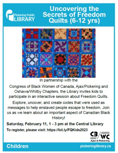 Uncovering The Secrets Of Freedom Quilts 6 12 Years Cbwc Oshawa