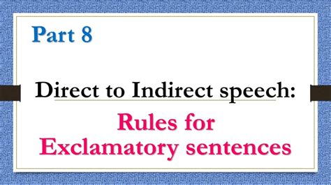 English Grammar Direct Speech To Indirect Speech Part 8 Rules For