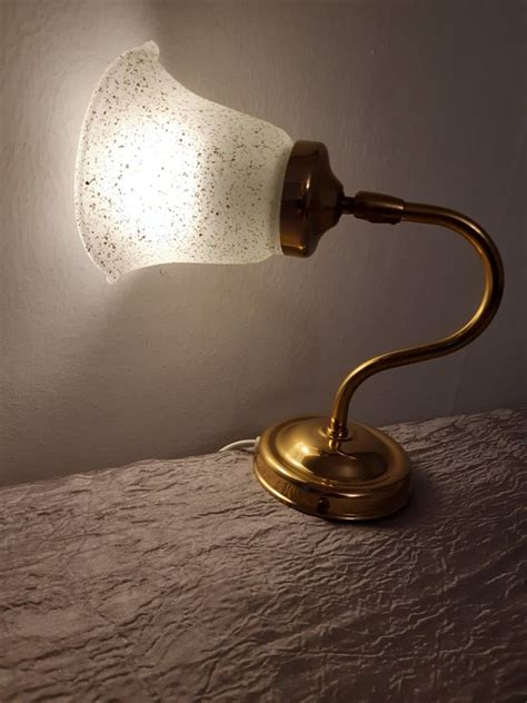 RETRO VÄGGLAMPA TEXA MÄSSING GLASKUPA SÄNGLAMPA Köp på Tradera