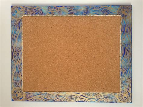 Art Deco Gold And Blue Waves Corkboard Elephantastic Designs Pinklion