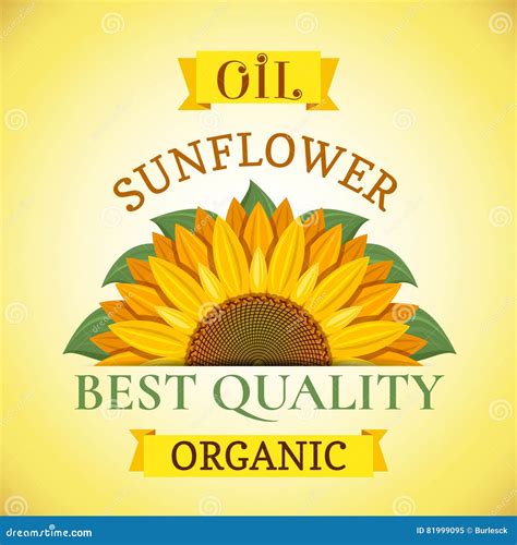 Natural Organic Best Quality Sunflower Oil Label Or Advertising Poster