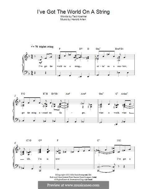 I Ve Got The World On A String By H Arlen Sheet Music On Musicaneo