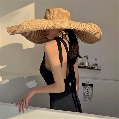 Giant Sun Straw Hat Women Extra Large Brim Beach Hat Etsy