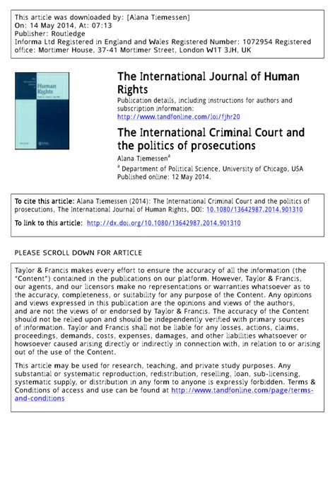 Pdf The International Criminal Court And The Politics Of Prosecutions