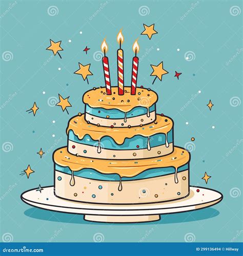 Cartoon Birthday Cake With Candles Vector Isolated Illustration Stock Vector Illustration Of