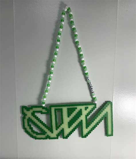 Ganja White Night Perler Kandi Necklace With Glow In The Dark Etsy