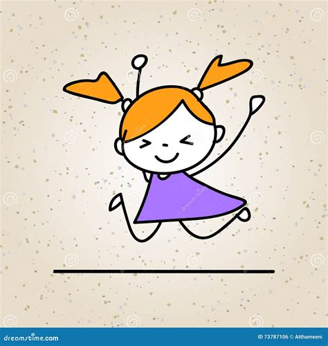 Hand Drawing Cartoon Happy People Happy Girl with Happy Smile Happiness Concept Character with ...