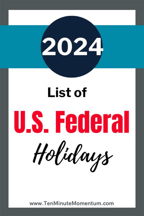 U S Federal Holidays Dates Full List