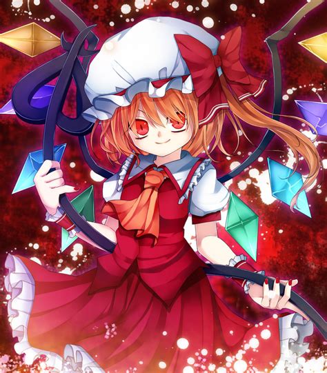 Safebooru 1girl Aru16 Ascot Blonde Hair Bow Flandre Scarlet Hat Hat