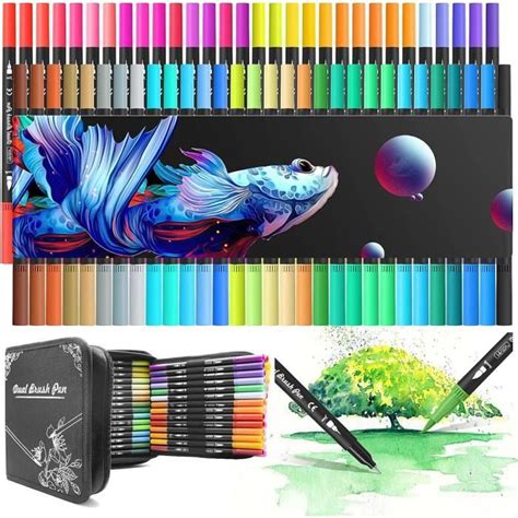 MELARQT Feutre Coloriage 60 Couleurs Stylos Feutre Aquarelle Pour