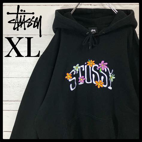 Stussy 【希少xlサイズ】ステューシー★センター刺繍花柄ロゴ入りパーカー 即完売品の通販 By 古着ニスタ｜ステューシーならラクマ