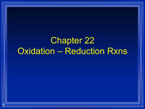 Chapter 22 Redox Reactions Corning