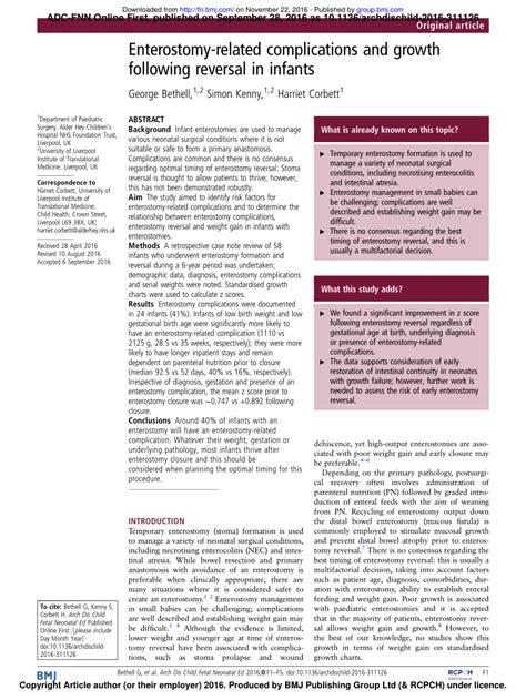 (PDF) Enterostomy-related complications and growth following reversal ...