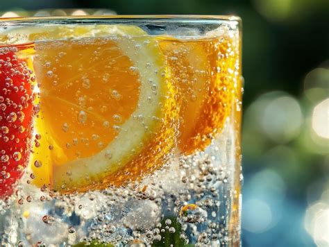 Chilled Flavored Sparkling Water For Hot Days Premium AI Generated Image