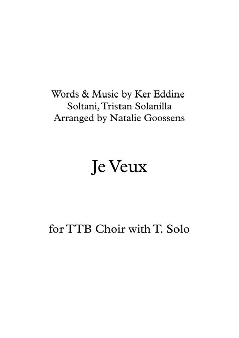 Je Veux Arr Natalie Goossens By Michela Lai Sheet Music For Part