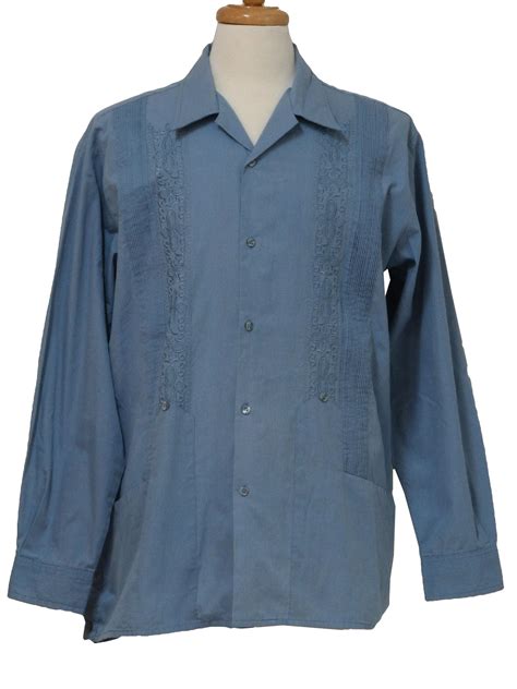 Vintage S Guayabera Shirt S First Line Mens Blended Cotton