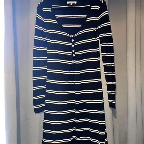 Laura Ashley Women S Navy And White Dress Depop