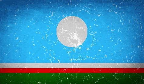 Vector Illustration Of Sakha Republic Flags With Shattered Glass