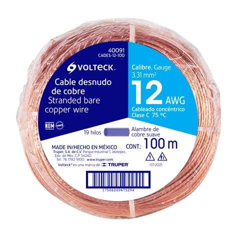 Metro De Cable Desnudo De Cobre Calibre Awg Rollo M Off