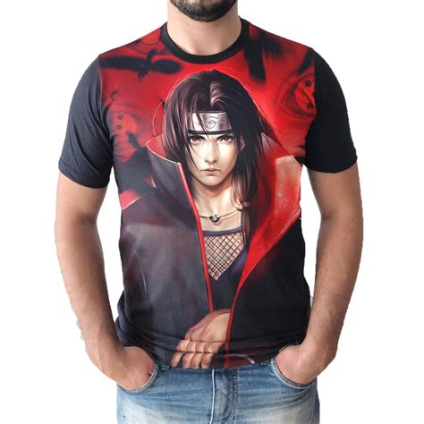 Camiseta Masculina Itachi Uchiha Sharingan Naruto Shippiuden Camisa