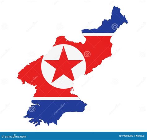 Bandera Del Mapa De Corea Del Norte Aislada Stock de ilustración