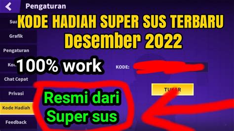 Kode Redeem Super Sus Terbaru Kode Hadiah Super Sus Terbaru