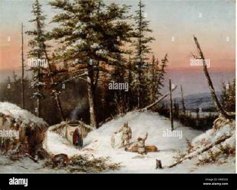 Trappers On The Frontier Oil Painting By Cornelius Krieghoff Stock