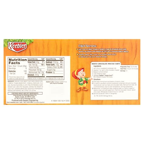 keebler mini graham cracker crust nutrition facts