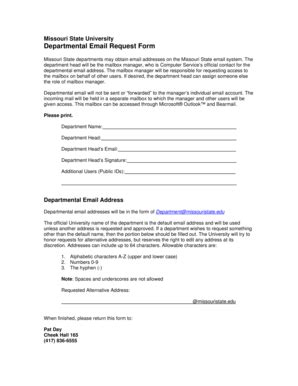 Fillable Online Bearmail Missouristate Departmental Email Request Form