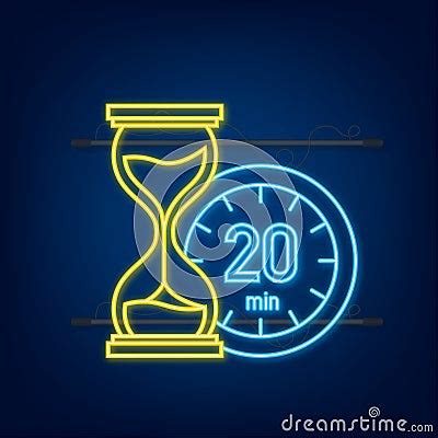 The Minutes Stopwatch Vector Neon Icon Stopwatch Icon In Flat