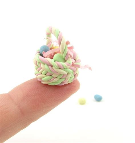 Miniature Polymer Clay Easter Basket With Eggs Polymer Clay