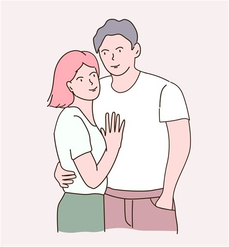 A Young Couple Embraces Looks At Each Other A Guy And A Girl In Love