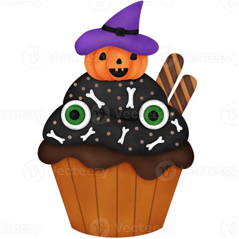 Watercolor Halloween Dessert Halloween Cupcake 33489762 Png