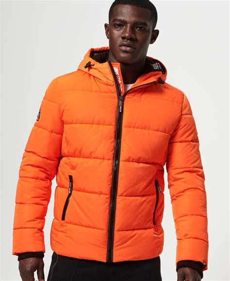 Mens New House Sports Puffer Jacket In Bright Orange Superdry Uk