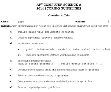 Trio Student Solution Ap Csa Java Review Obsolete